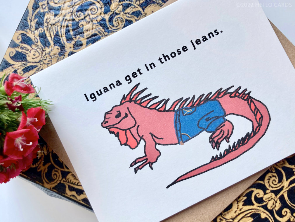 Delvis kedelig Køre ud Iguana Jeans Valentine's Day Card by Hei Lo Cards